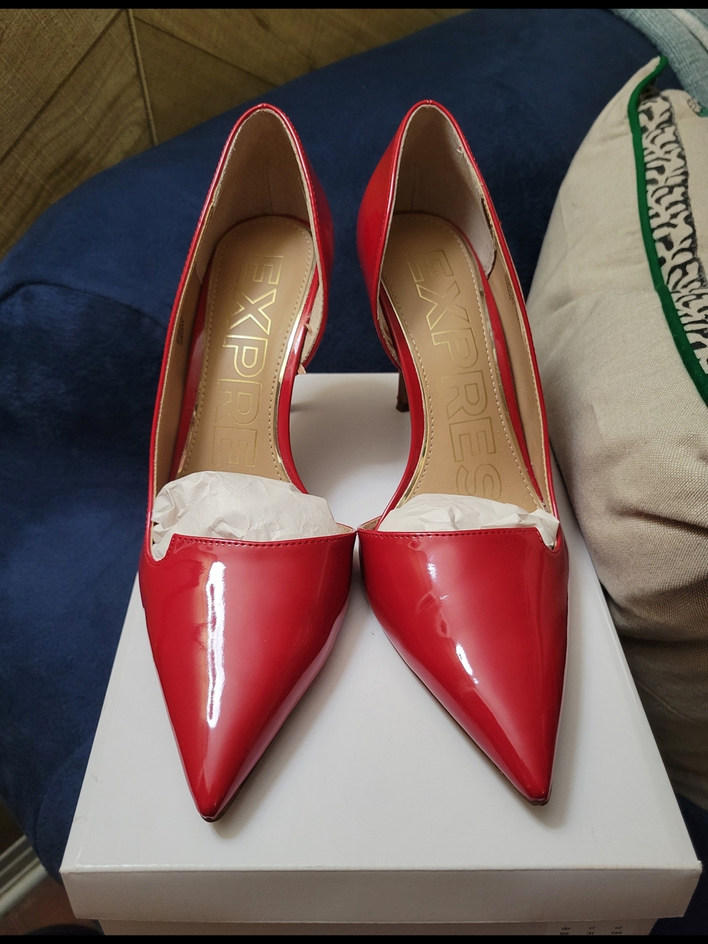 Express - Brian Atwood X Glossy Lipstick Red Notch Cutout Stiletto Heels